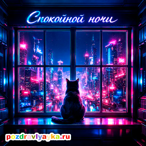 Открытка «Спокойной ночи» — киберпанк — № 3