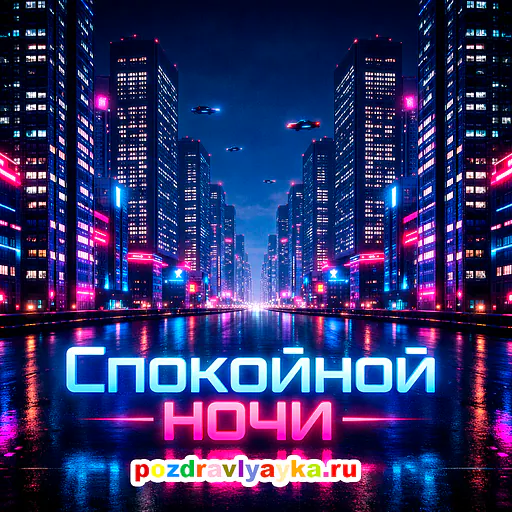 Открытка «Спокойной ночи» — киберпанк — № 4