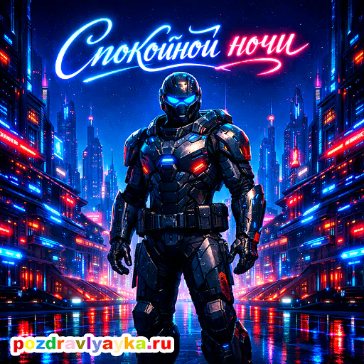 Открытка «Спокойной ночи» — киберпанк — № 7