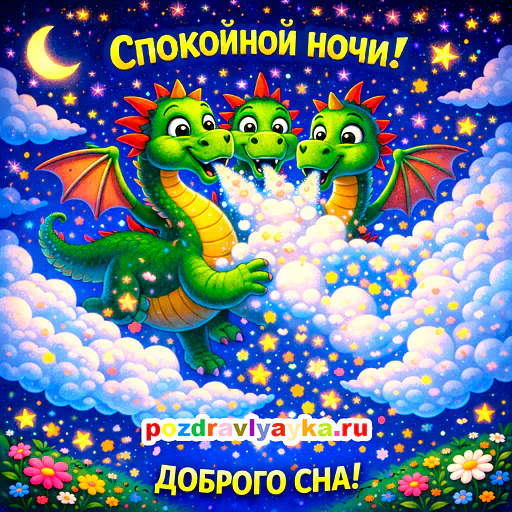 Открытка «Спокойной ночи» — мультяшные — № 12