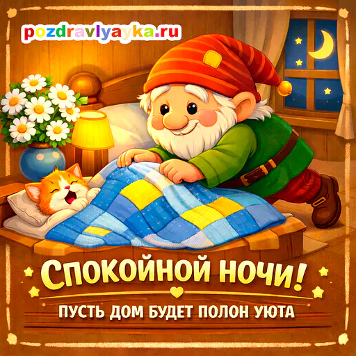 Открытка «Спокойной ночи» — мультяшные — № 17