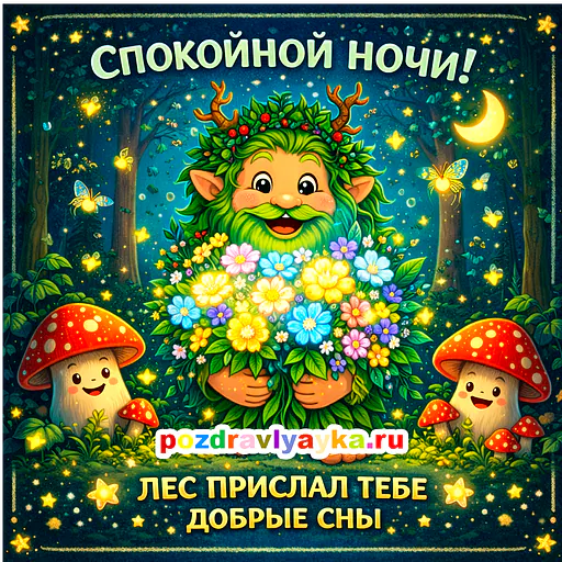 Открытка «Спокойной ночи» — мультяшные — № 19