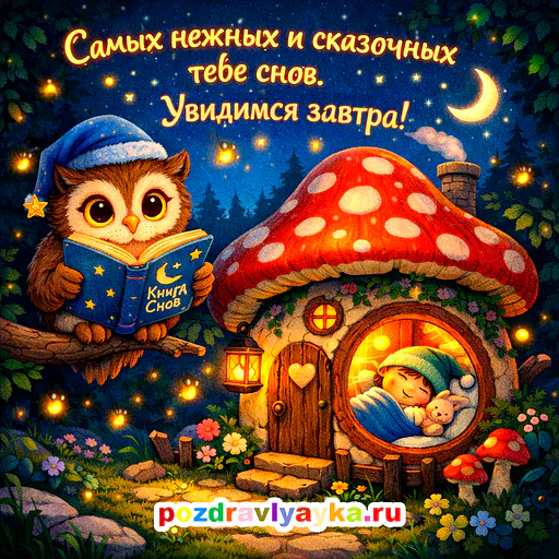 Открытка «Спокойной ночи» — мультяшные — № 31