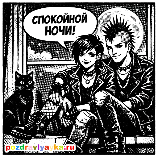 Открытка «Спокойной ночи» — панк — № 4