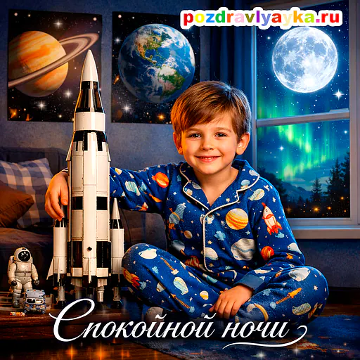 Открытка «Спокойной ночи» — полуреалистичные — № 6